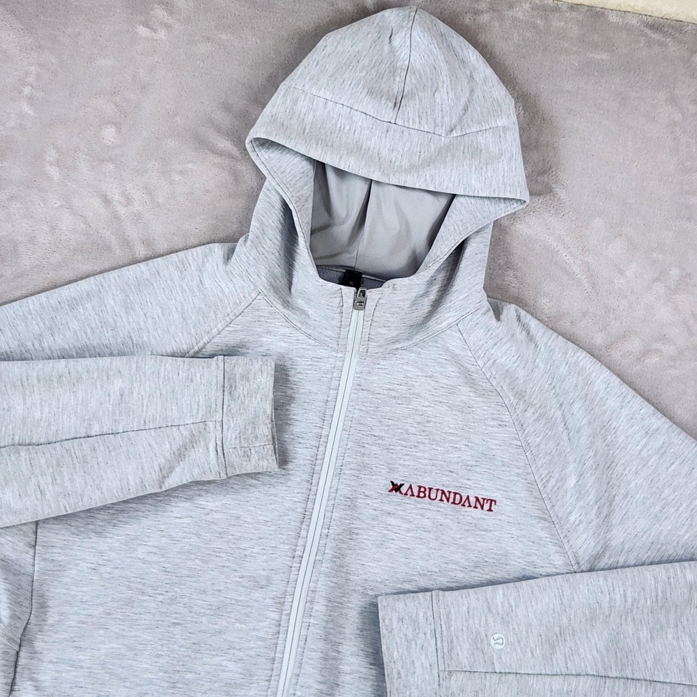 Lululemon Hoodie Sweatshirt Mens‎ XL Gray Full Zip Embroidered Logo Knit